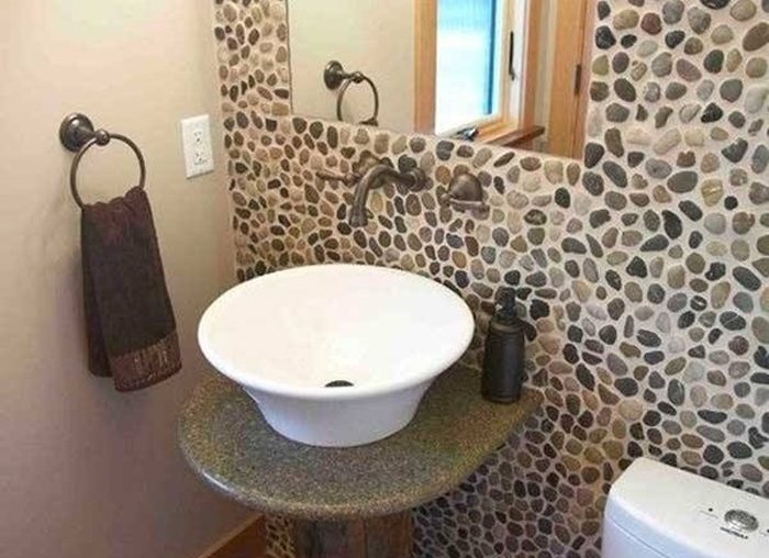 sử dụng sỏi đá trang trí nhà vệ sinh
